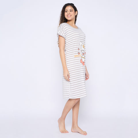 Women's short Nighty/Nightgown, Printed Pattern, Short Sleeve Sleep Dress