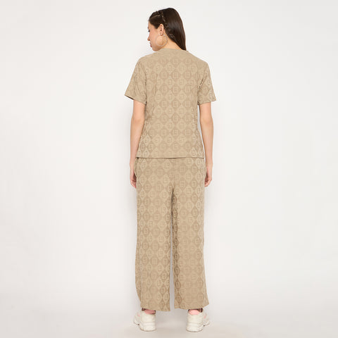 Beige Night Suit Set for Women
