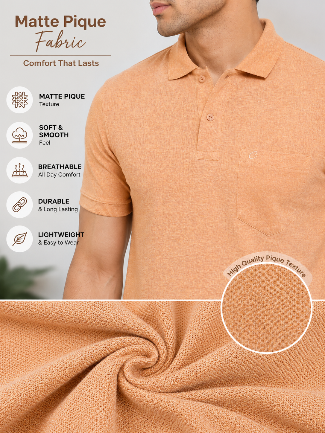 Camey Casual T-Shirts for Men Fit for Any Day | Men's Cotton Matte Polo Collar T-Shirt