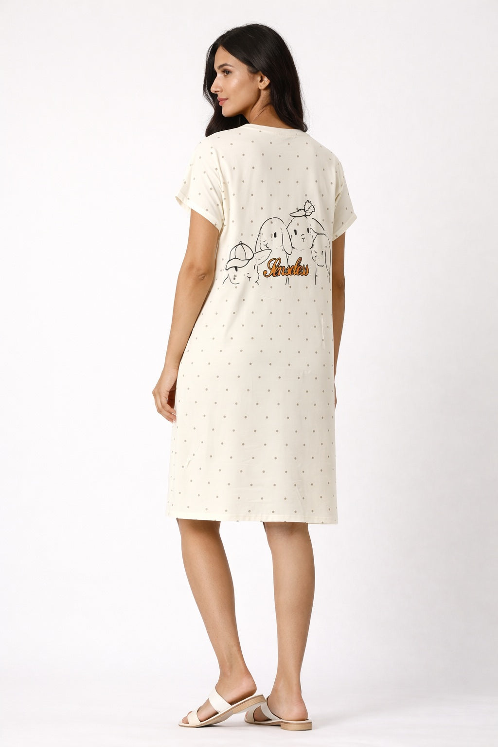 Women's short Nighty, Nightgown, Printed Pattern, Short Sleeve Sleep Dress