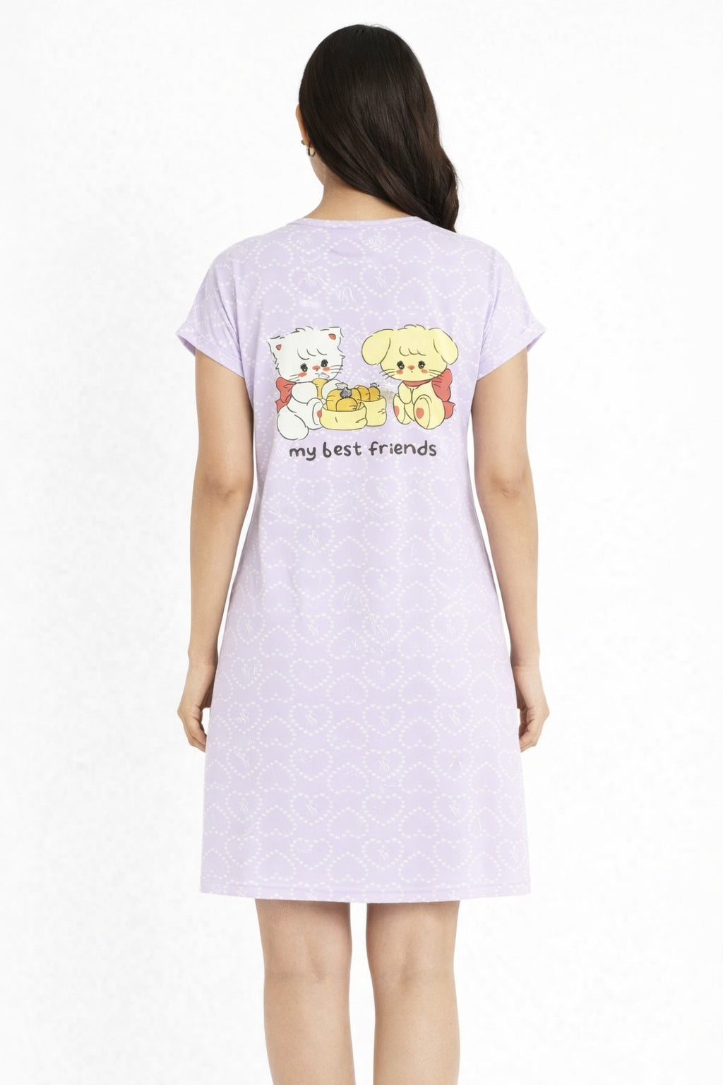 Women's short Nighty, Nightgown, Printed Pattern, Short Sleeve Sleep Dress
