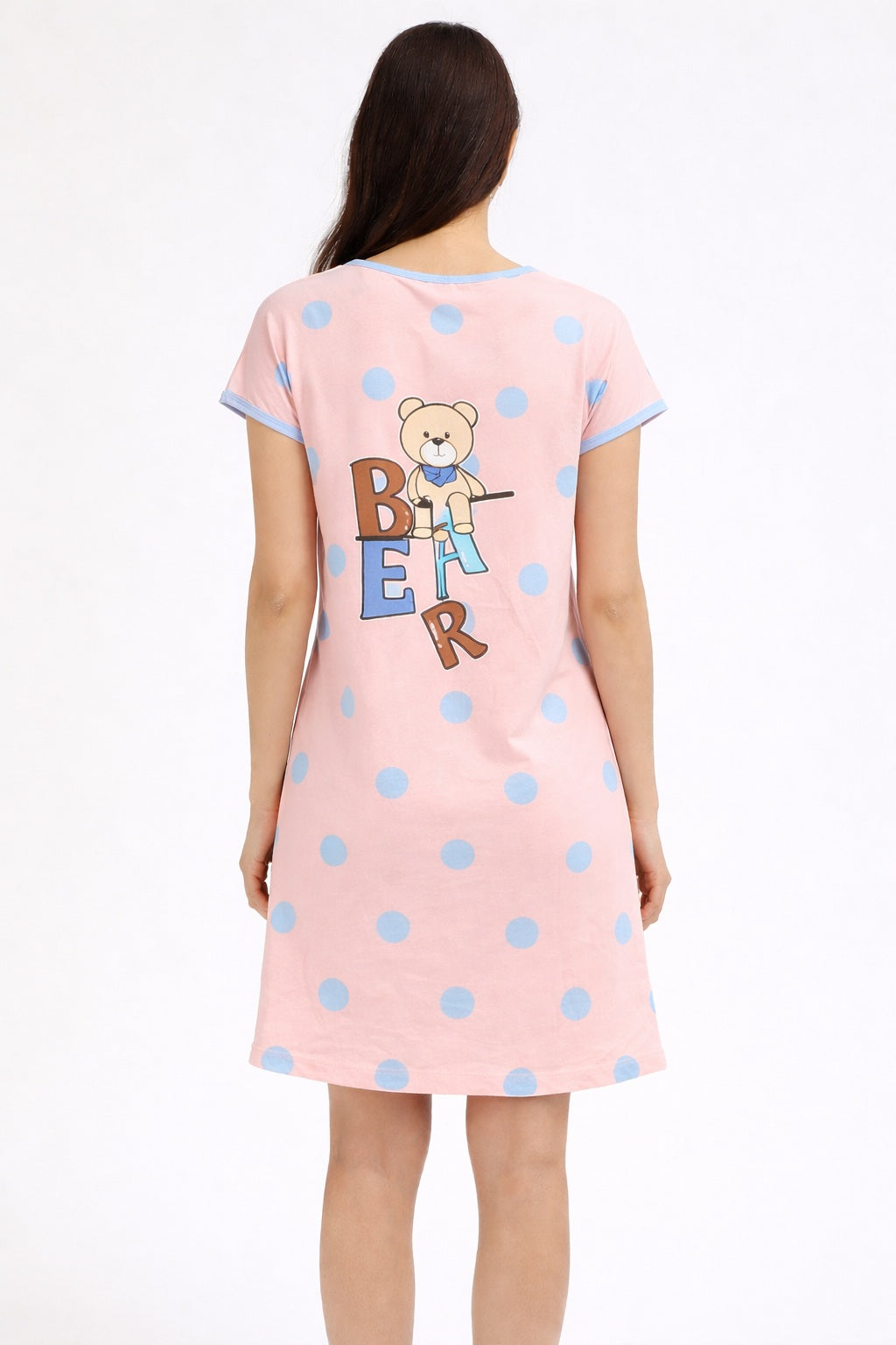 Women's short Nighty, Nightgown, Printed Pattern, Short Sleeve Sleep Dress