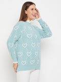 Women Woolen winter full sleeve high Neck heart print top|Sweater