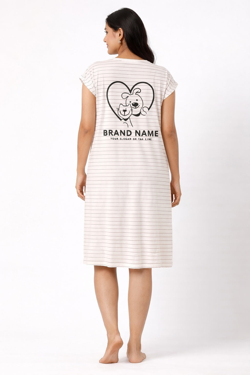 Women's short Nighty, Nightgown, Printed Pattern, Short Sleeve Sleep Dress