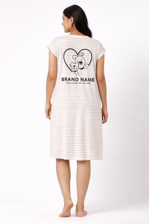 Women's short Nighty, Nightgown, Printed Pattern, Short Sleeve Sleep Dress