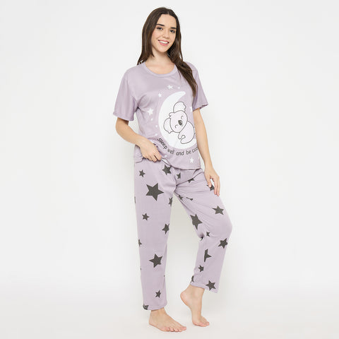 Purchase Camey Night Suit for Women – Cotton & Cozy Nightwear | Women's Printed Pyjama Set, Short Sleeve T-Shirt and Trousers, women nightsuit, Loungewear Set