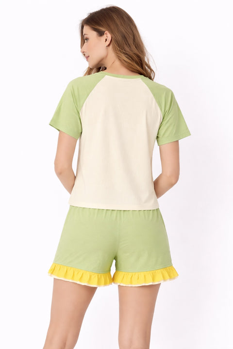 Women’s Shorts Nightwear Set | Printed T-Shirt & Shorts