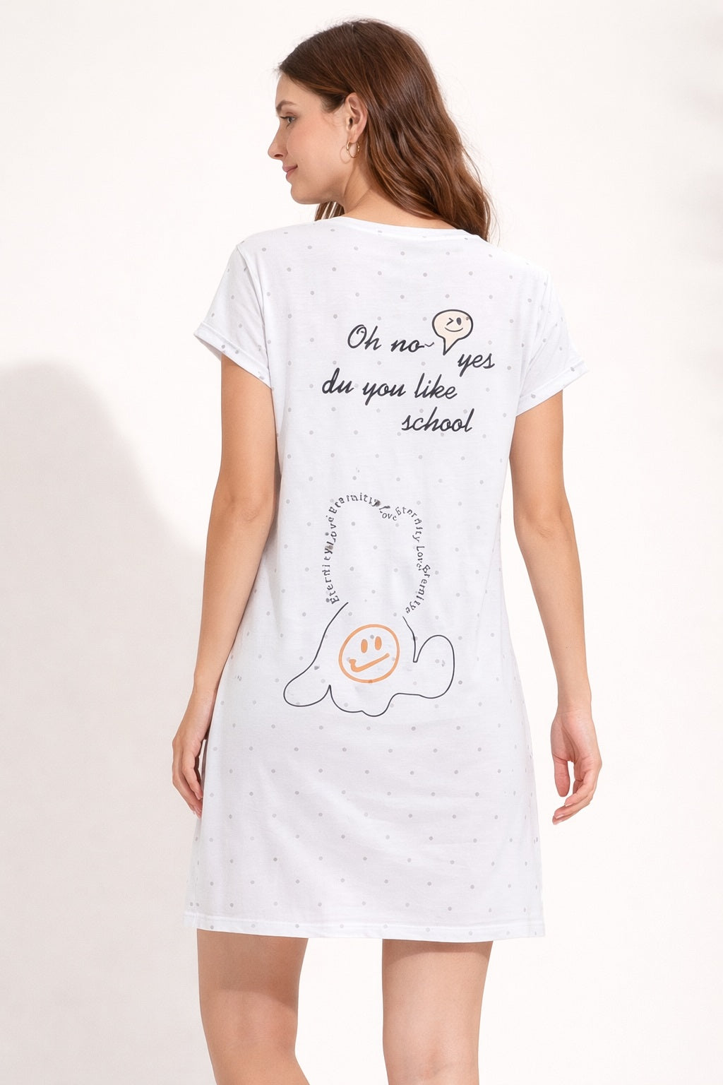 Women's short Nighty, Nightgown, Printed Pattern, Short Sleeve Sleep Dress