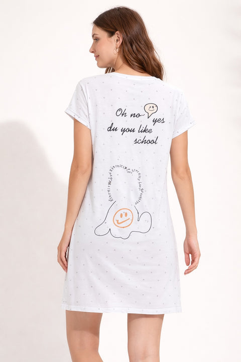 Women's short Nighty, Nightgown, Printed Pattern, Short Sleeve Sleep Dress