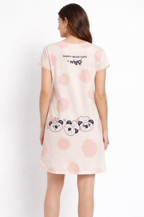 Women's short Nighty, Nightgown, Printed Pattern, Short Sleeve Sleep Dress