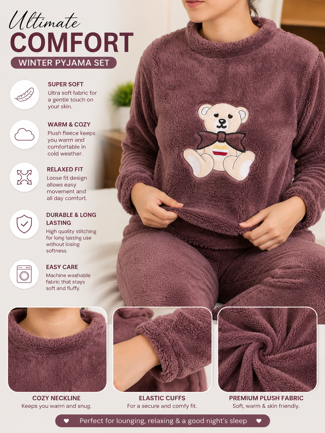 Camey Women Printed Winter Full Sleeve Top and Pajama Set