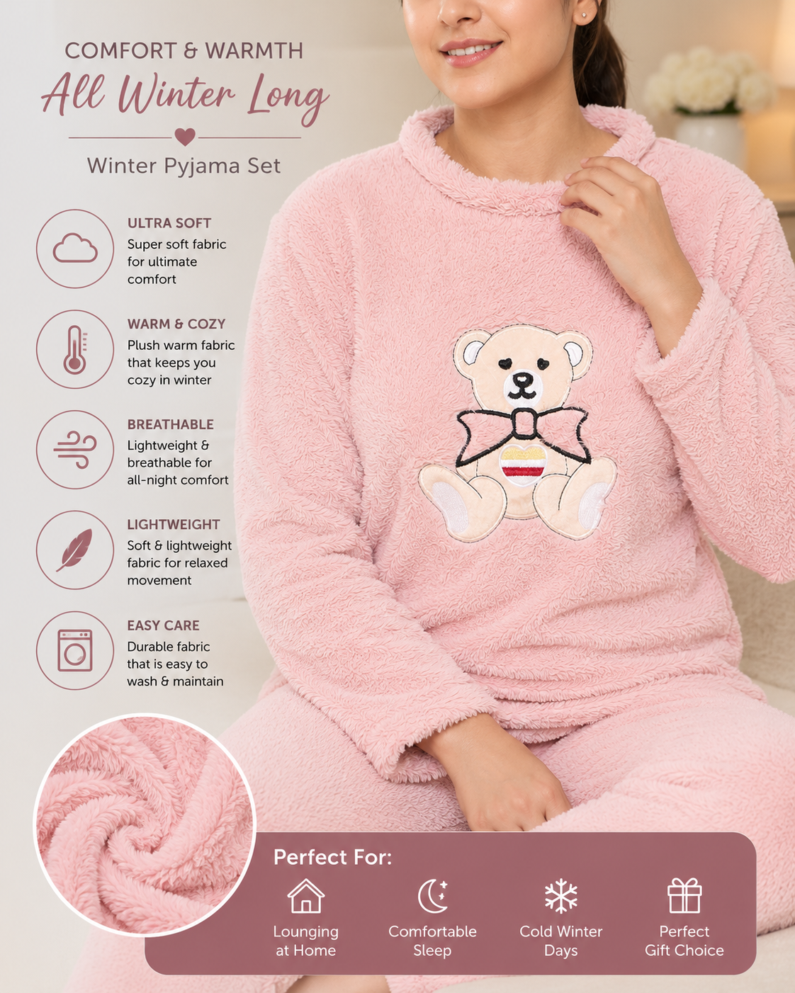 Camey Women Printed Winter Full Sleeve Top and Pajama Set