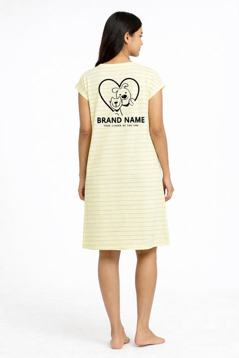 Women's short Nighty, Nightgown, Printed Pattern, Short Sleeve Sleep Dress