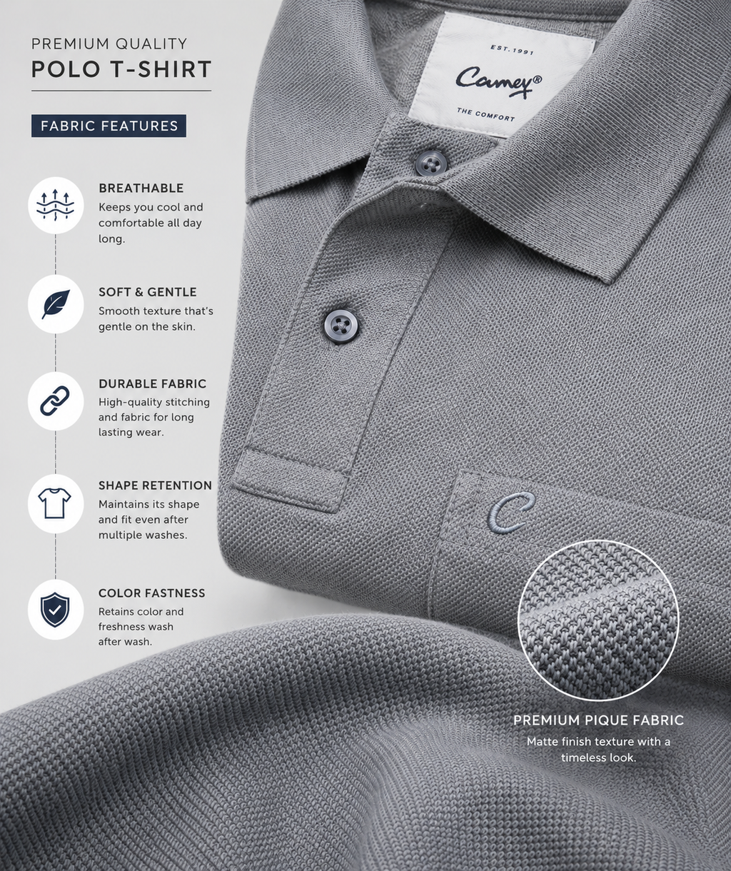 Men's Polo T-Shirt | Regular Fit Matty Fabric | Half Sleeve Collar Neck Casual Polo Tee with Chest Pocket | T-Shirt for Men