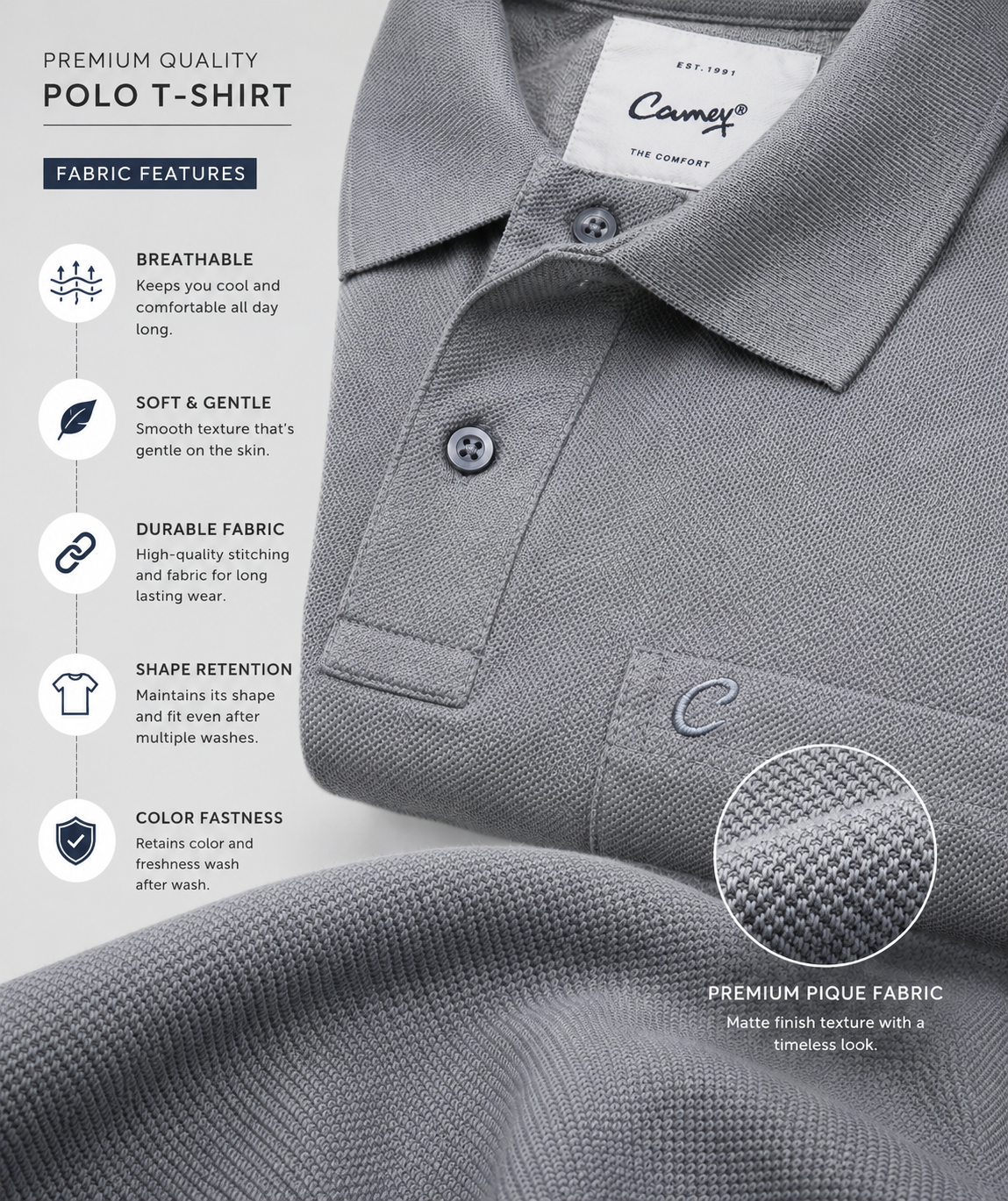 Men's Polo T-Shirt | Regular Fit Matty Fabric | Half Sleeve Collar Neck Casual Polo Tee with Chest Pocket | T-Shirt for Men