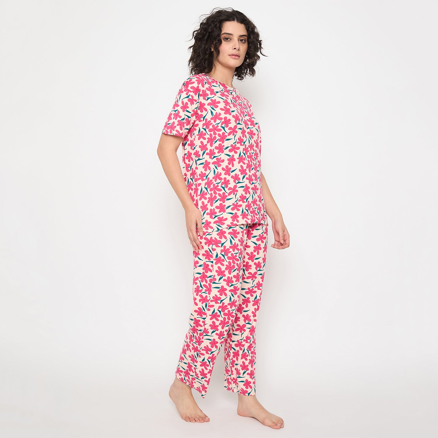 Camey Night Suit Set – Chic & Soft Fabric for Women | Women's Printed Pyjama Set, Red