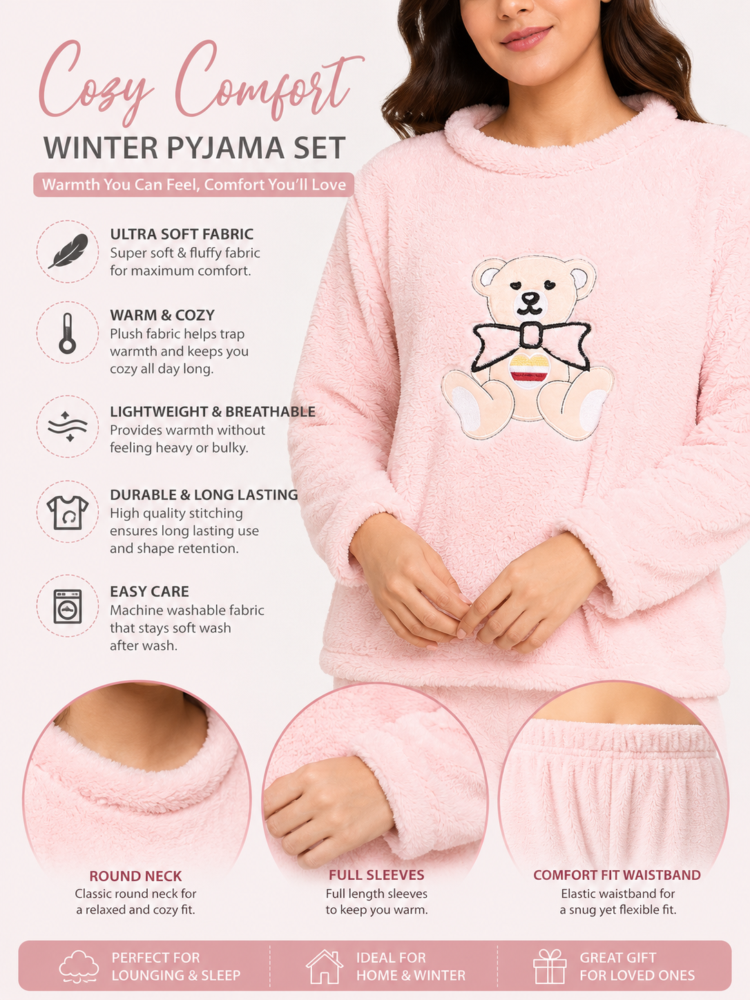 Camey Women Printed Winter Full Sleeve Top and Pajama Set