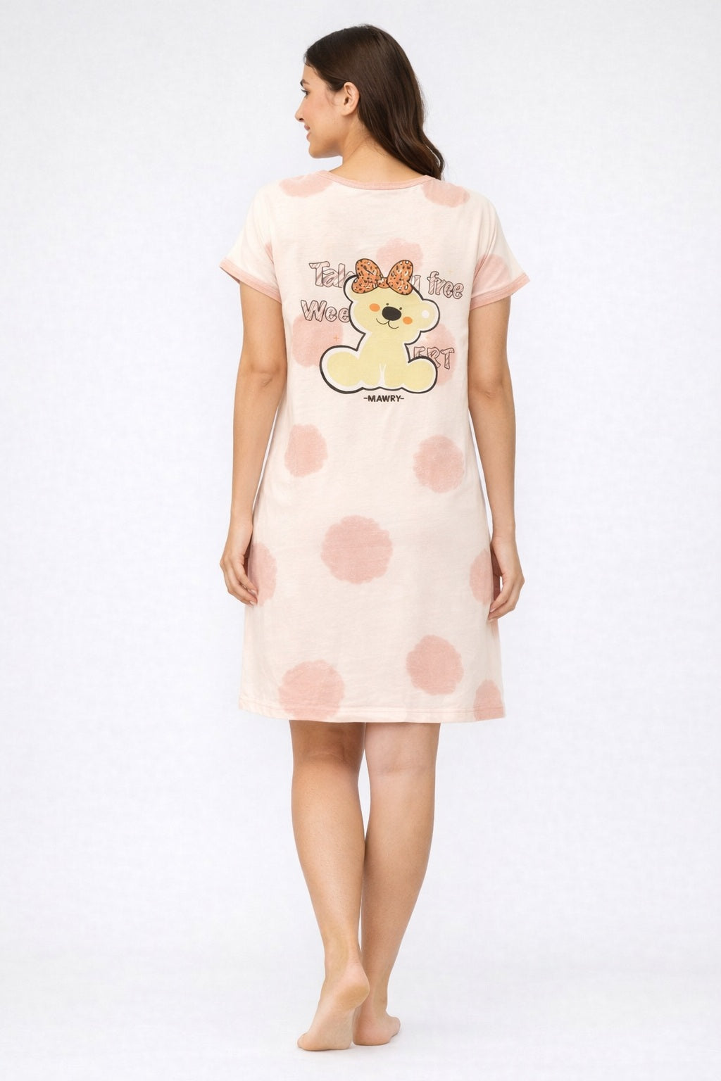 Women's short Nighty, Nightgown, Printed Pattern, Short Sleeve Sleep Dress