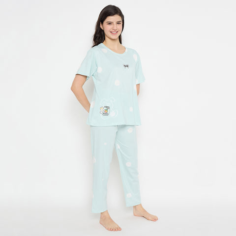 Women's Sleepwear Set, Cotton Pyjama with Short Sleeve T-Shirt,Loungewear