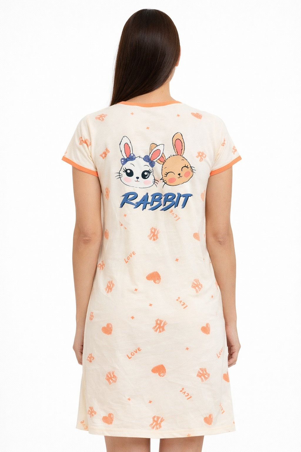 Women's short Nighty, Nightgown, Printed Pattern, Short Sleeve Sleep Dress