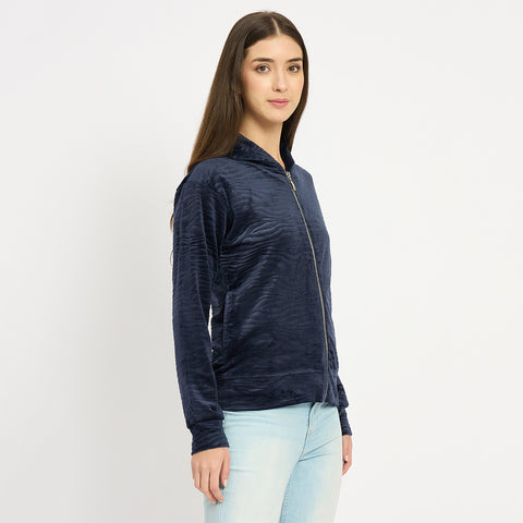 Women’s Whale Textured Zip-Up Hooded Sweatshirt