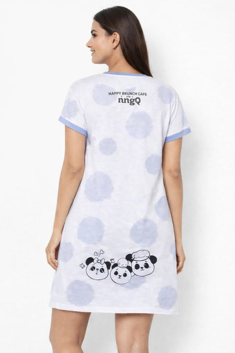 Women's short Nighty, Nightgown, Printed Pattern, Short Sleeve Sleep Dress