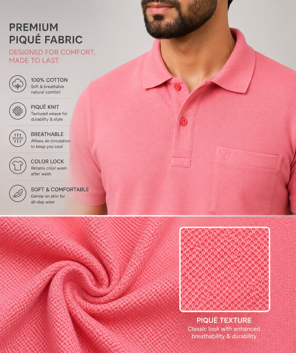 Men's Cotton Matte Polo Collar T-Shirt