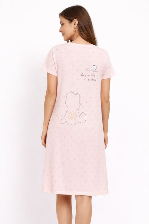 Women's short Nighty, Nightgown, Printed Pattern, Short Sleeve Sleep Dress