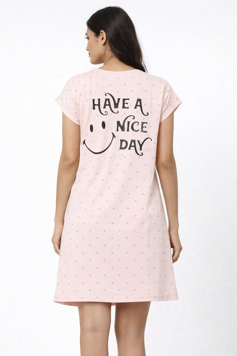 Women's short Nighty, Nightgown, Printed Pattern, Short Sleeve Sleep Dress