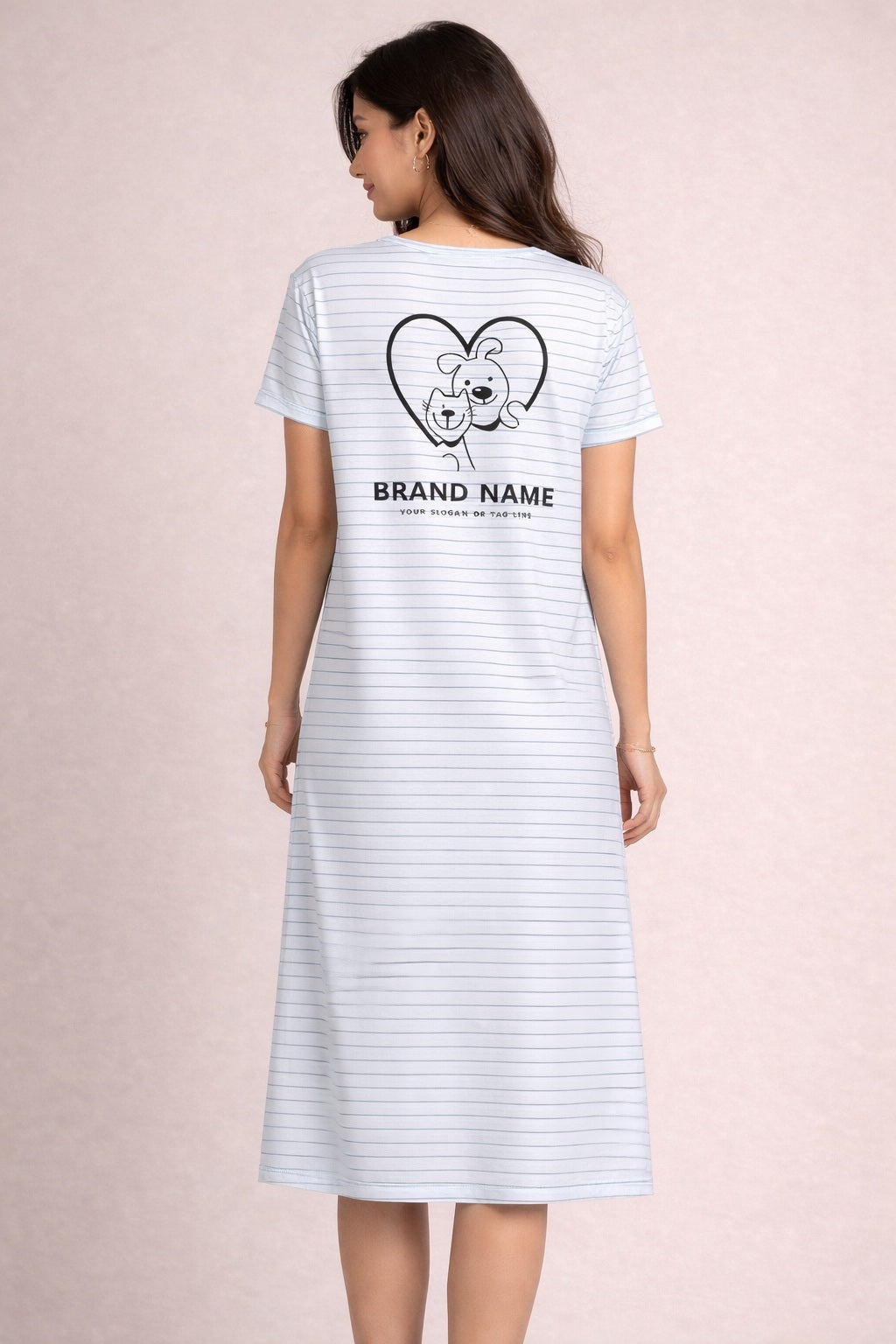 Women's short Nighty, Nightgown, Printed Pattern, Short Sleeve Sleep Dress