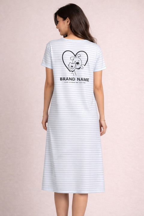 Women's short Nighty, Nightgown, Printed Pattern, Short Sleeve Sleep Dress