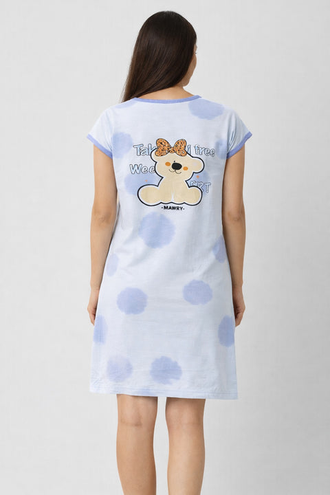 Women's short Nighty, Nightgown, Printed Pattern, Short Sleeve Sleep Dress