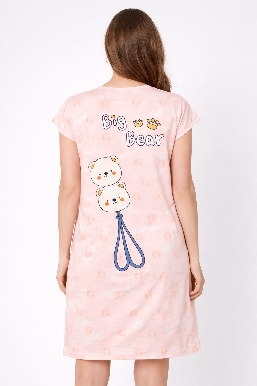 Women's short Nighty, Nightgown, Printed Pattern, Short Sleeve Sleep Dress
