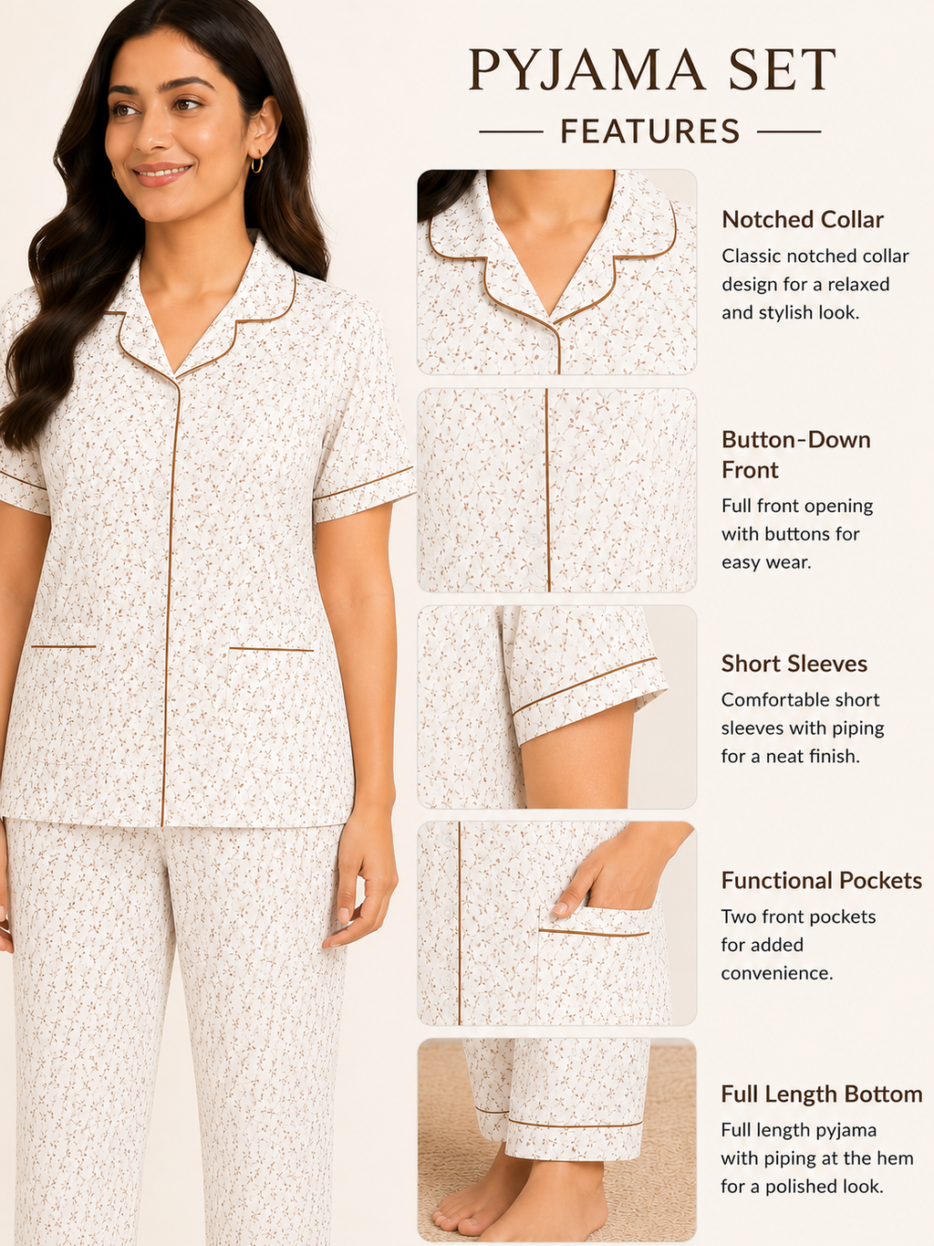 Women Night Suit | Women Sleepwear Set | Ladies Nightwear | Front Open Pyjama Set