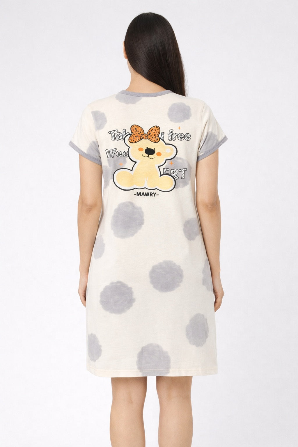 Women's short Nighty, Nightgown, Printed Pattern, Short Sleeve Sleep Dress