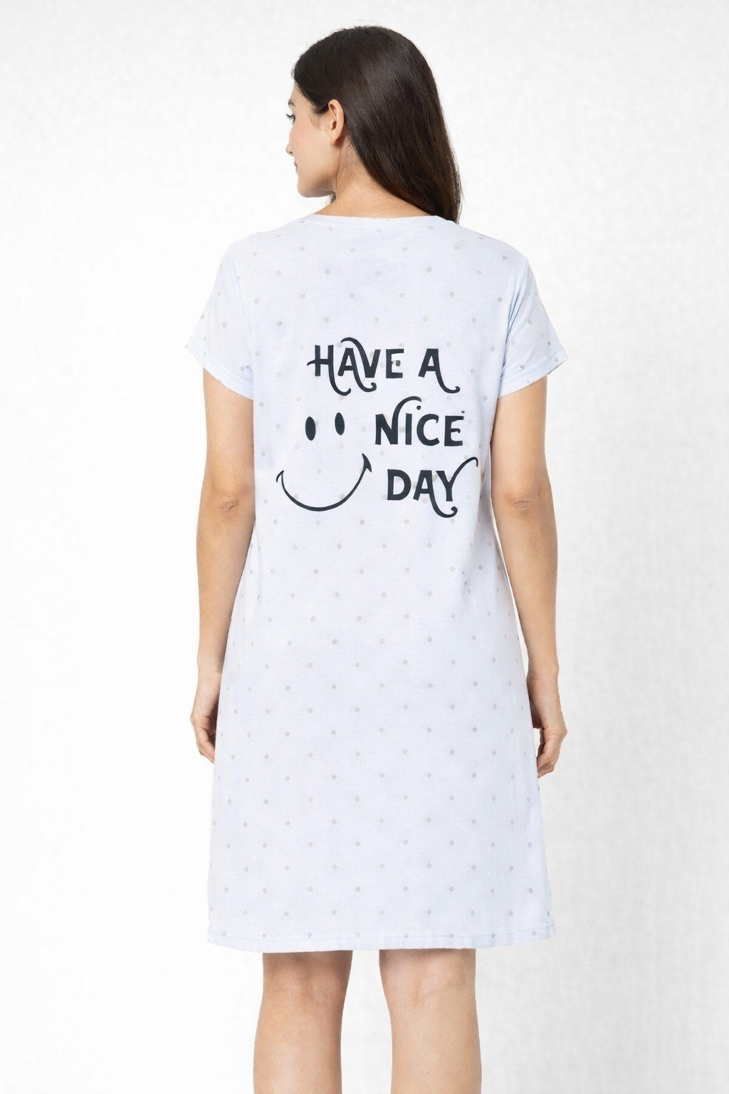 Women's short Nighty, Nightgown, Printed Pattern, Short Sleeve Sleep Dress