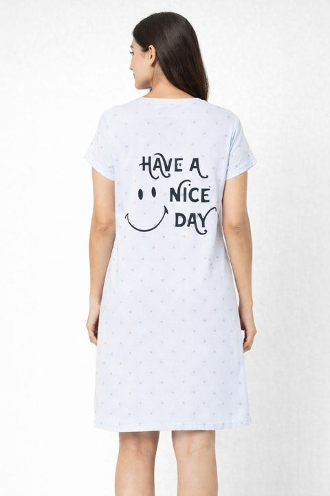 Women's short Nighty, Nightgown, Printed Pattern, Short Sleeve Sleep Dress