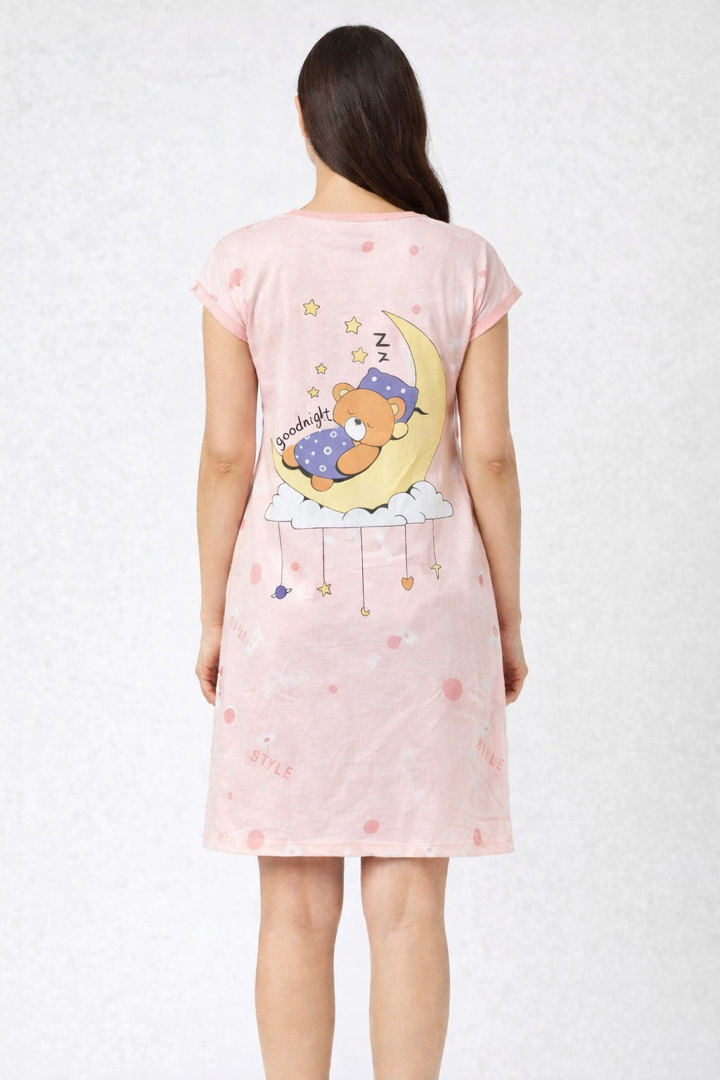 Women's short Nighty, Nightgown, Printed Pattern, Short Sleeve Sleep Dress