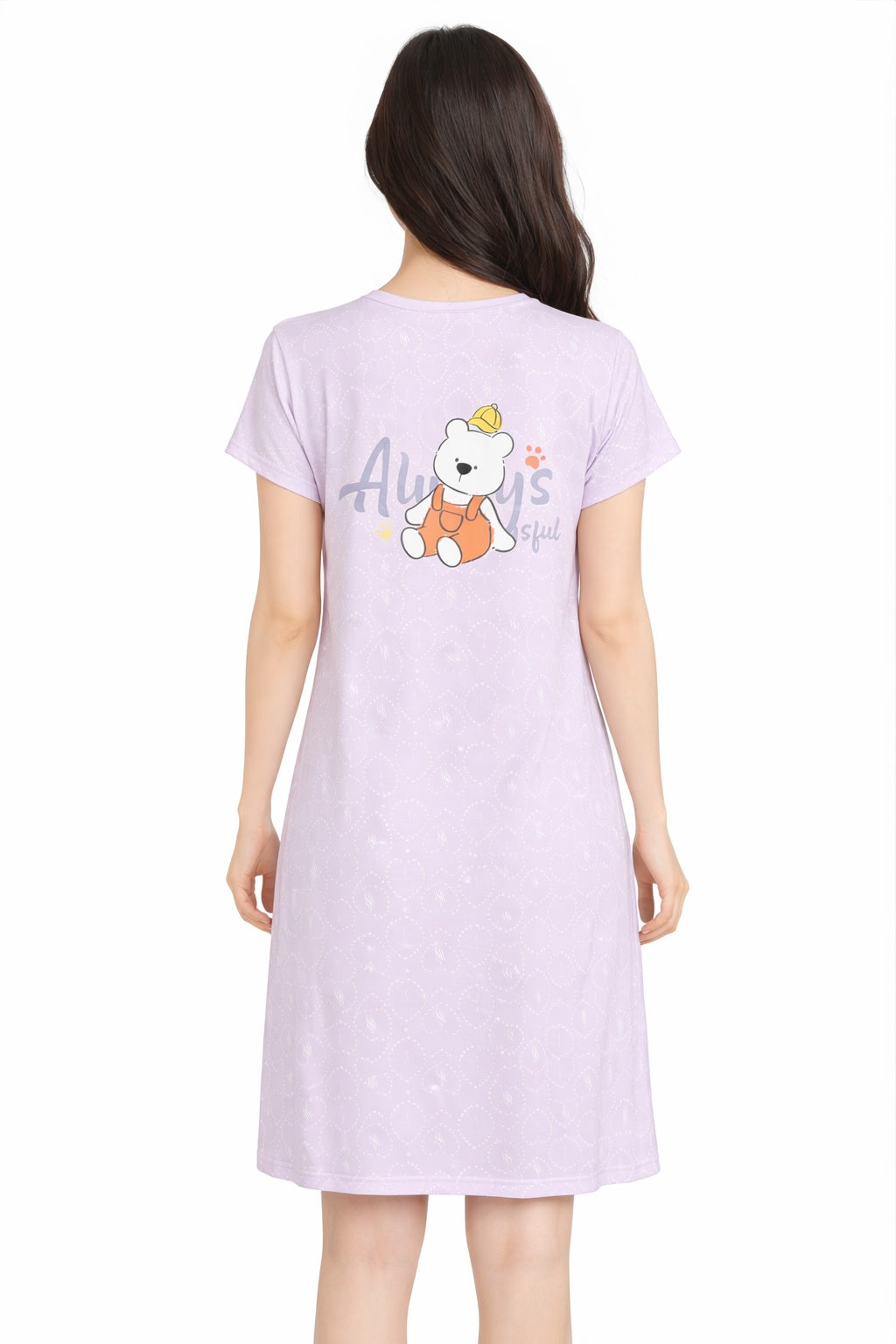 Women's short Nighty, Nightgown, Printed Pattern, Short Sleeve Sleep Dress