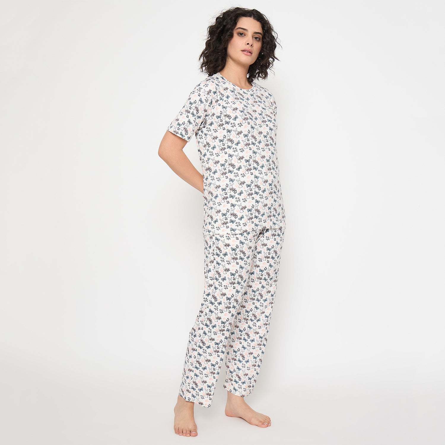 Camey Floral Printed Women Night Suit Set | Soft Cotton Blend Night Suit for Women