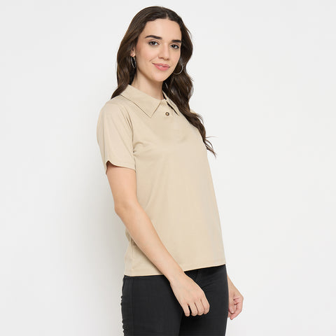 Camey Ladies T-Shirts – Trendy Cotton Tees for Women | Women Classic Short Sleeve Polo T-Shirt, Collared Neck