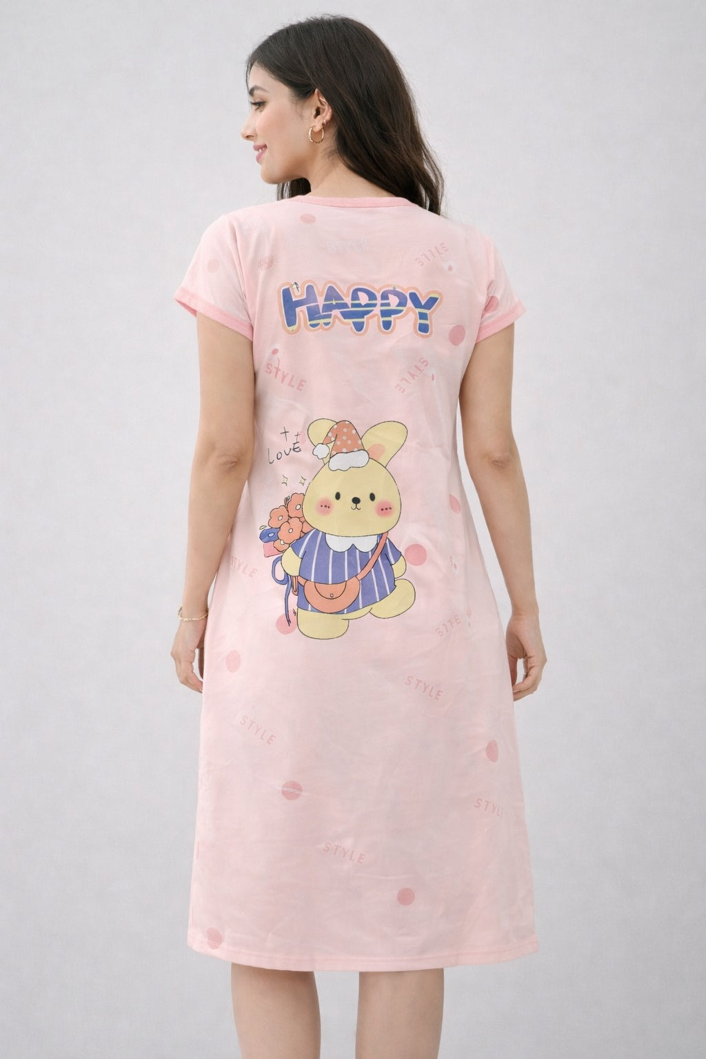 Women's short Nighty, Nightgown, Printed Pattern, Short Sleeve Sleep Dress