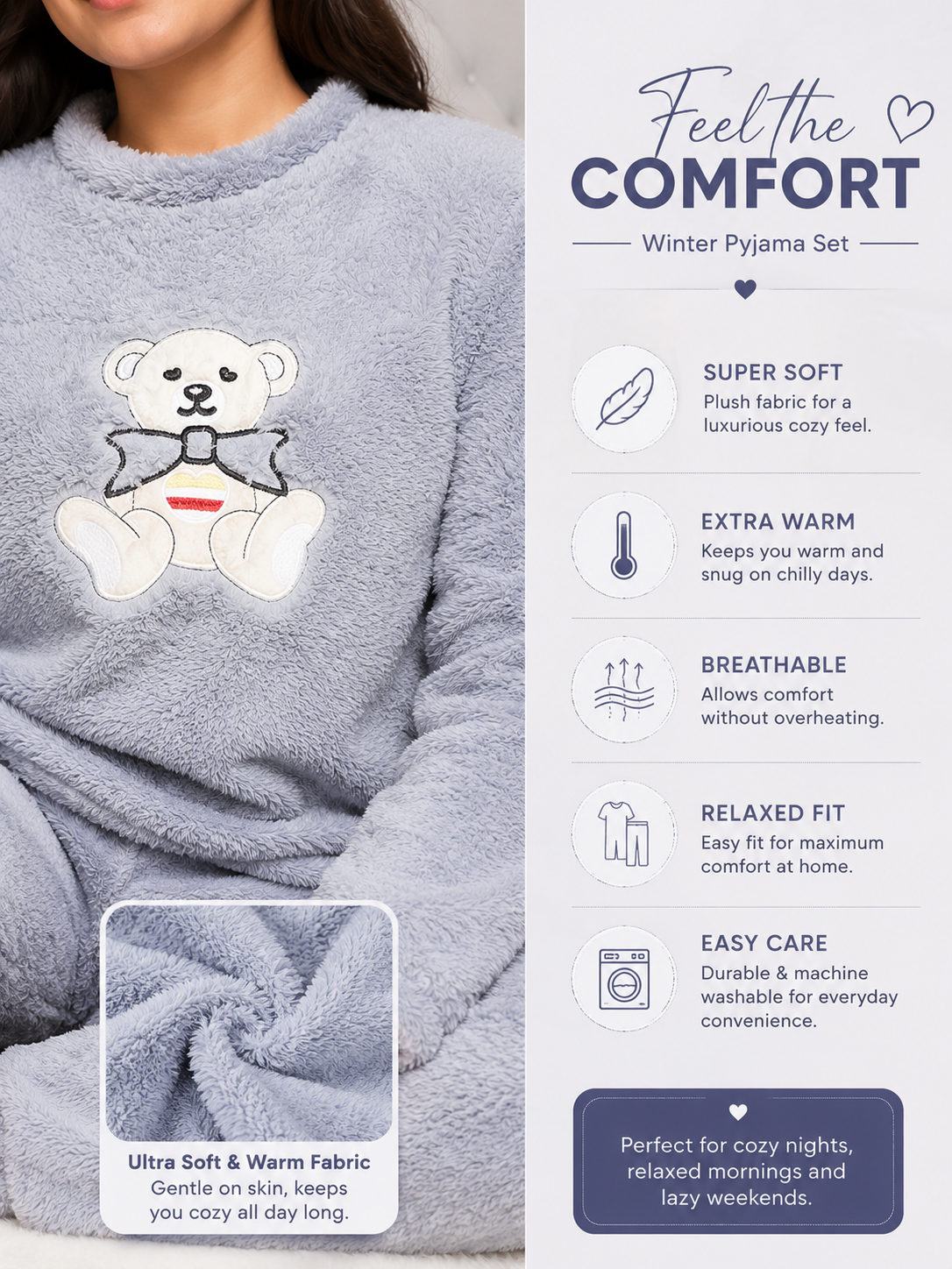 Camey Women Printed Winter Full Sleeve Top and Pajama Set