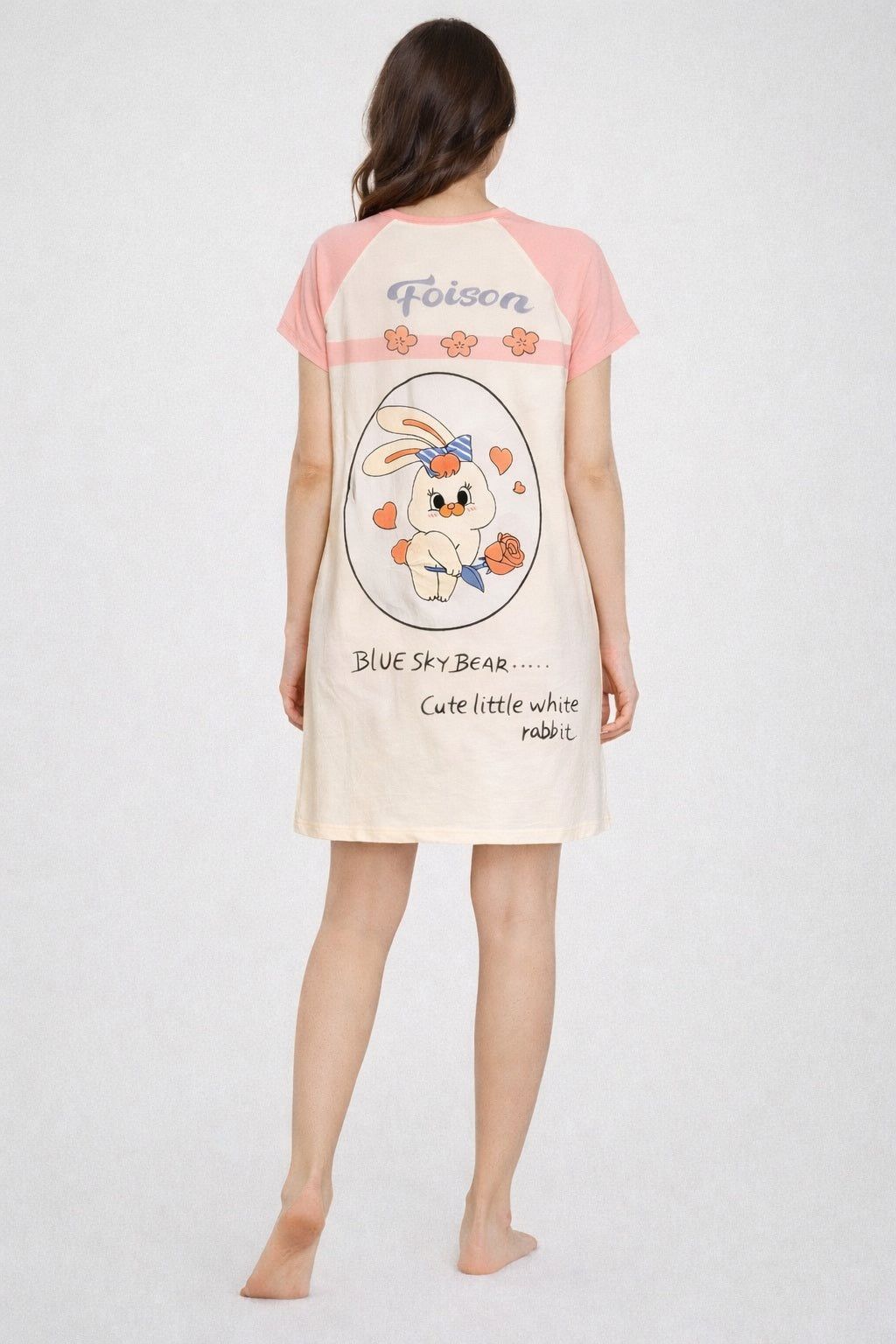 Women's short Nighty, Nightgown, Printed Pattern, Short Sleeve Sleep Dress
