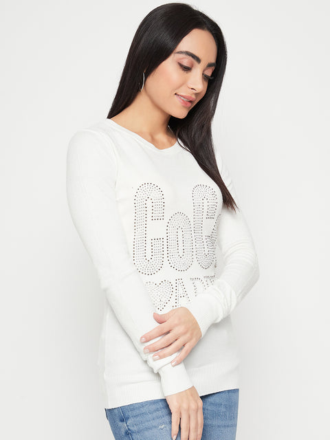 Women Woolen winter full sleeve coco stone print Round Neck top/Sweater