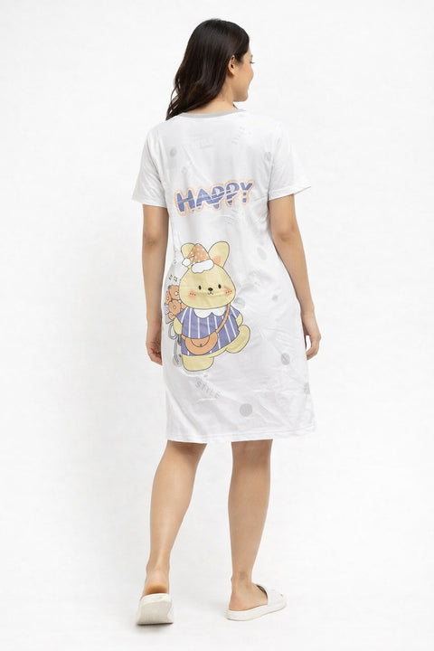 Women's short Nighty, Nightgown, Printed Pattern, Short Sleeve Sleep Dress