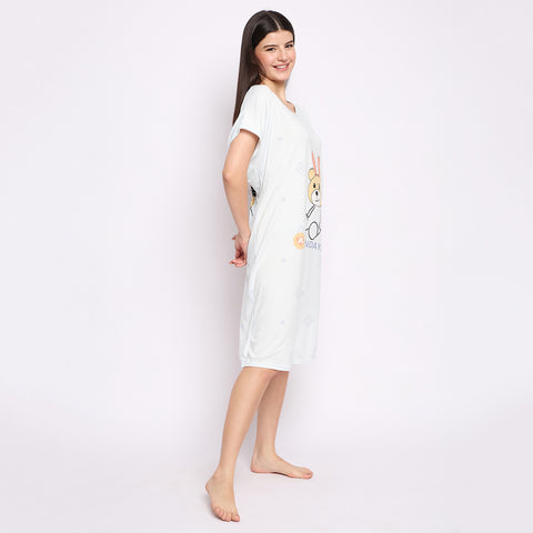 Women's short Nighty/Nightgown, Printed Pattern, Short Sleeve Sleep Dress