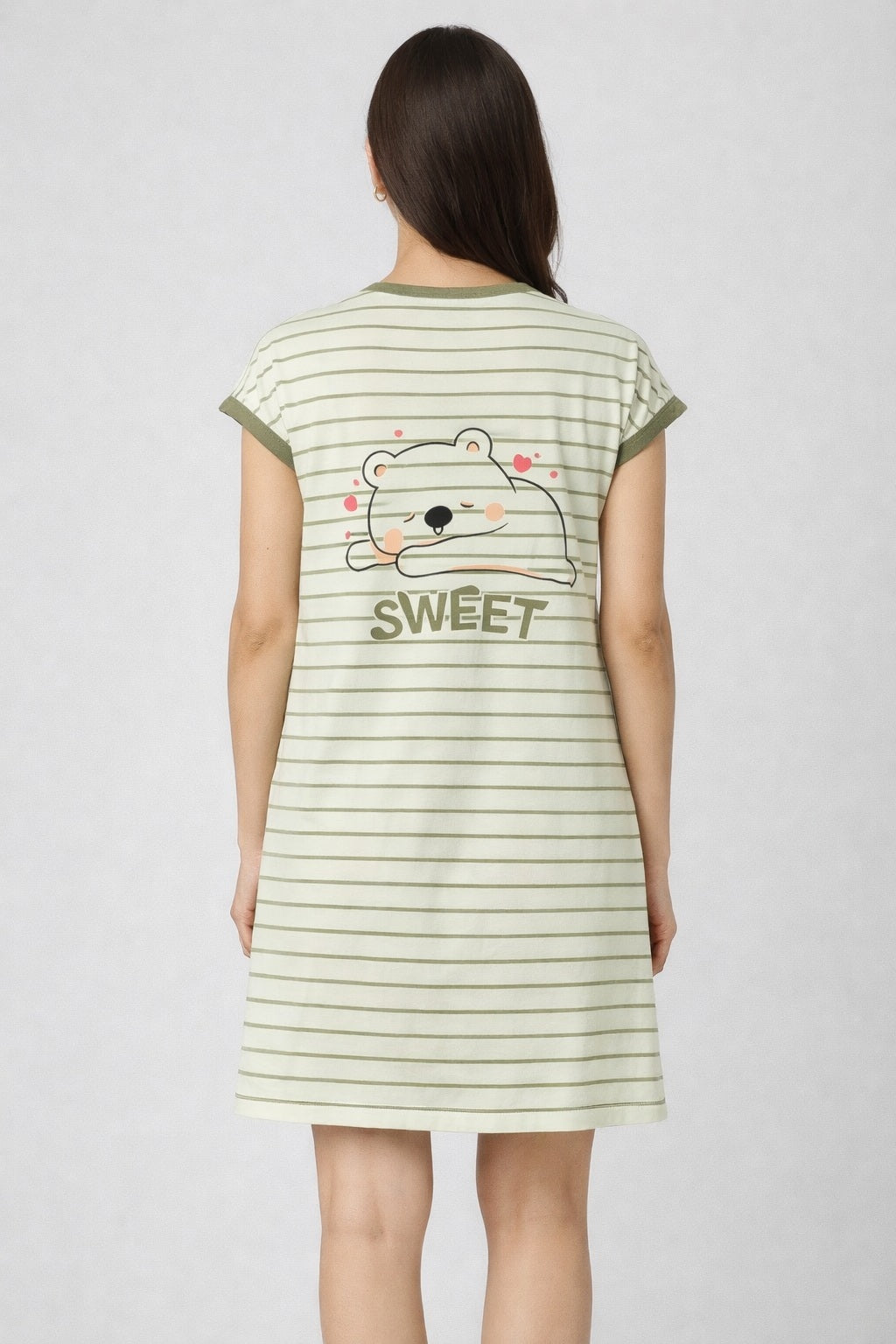 Women's short Nighty, Nightgown, Printed Pattern, Short Sleeve Sleep Dress
