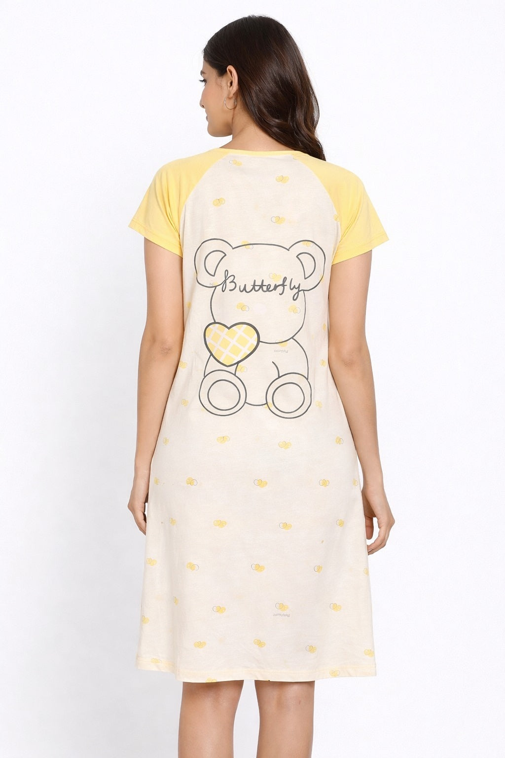 Women's short Nighty, Nightgown, Printed Pattern, Short Sleeve Sleep Dress