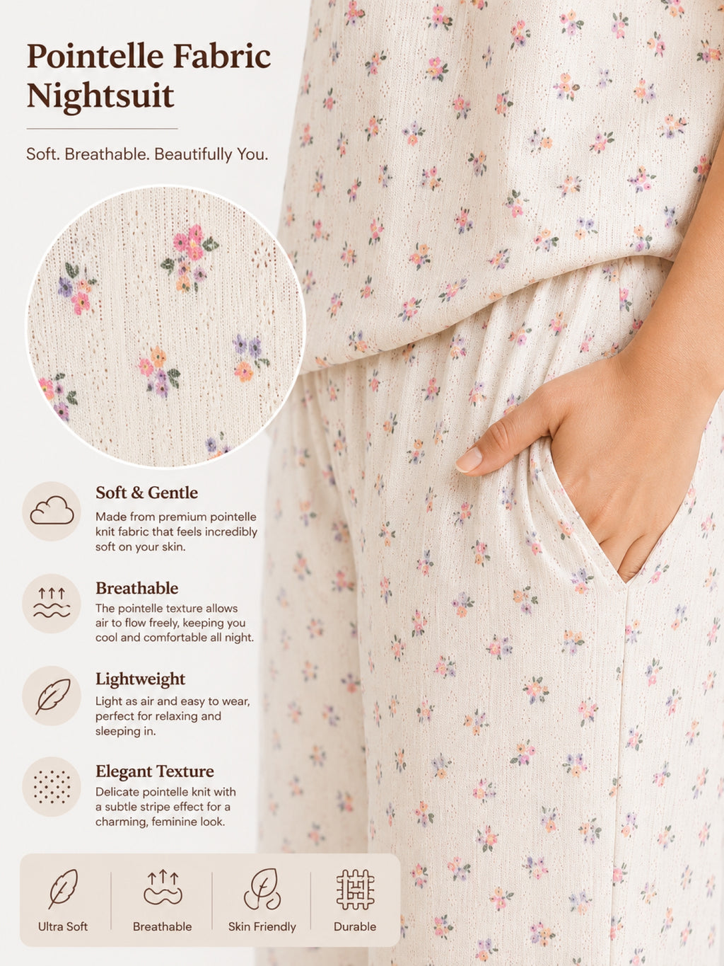 Women Night Suit Set | Soft & Breathable Sleepwear for Women | Half Sleeve Top with Full Length Pyjama